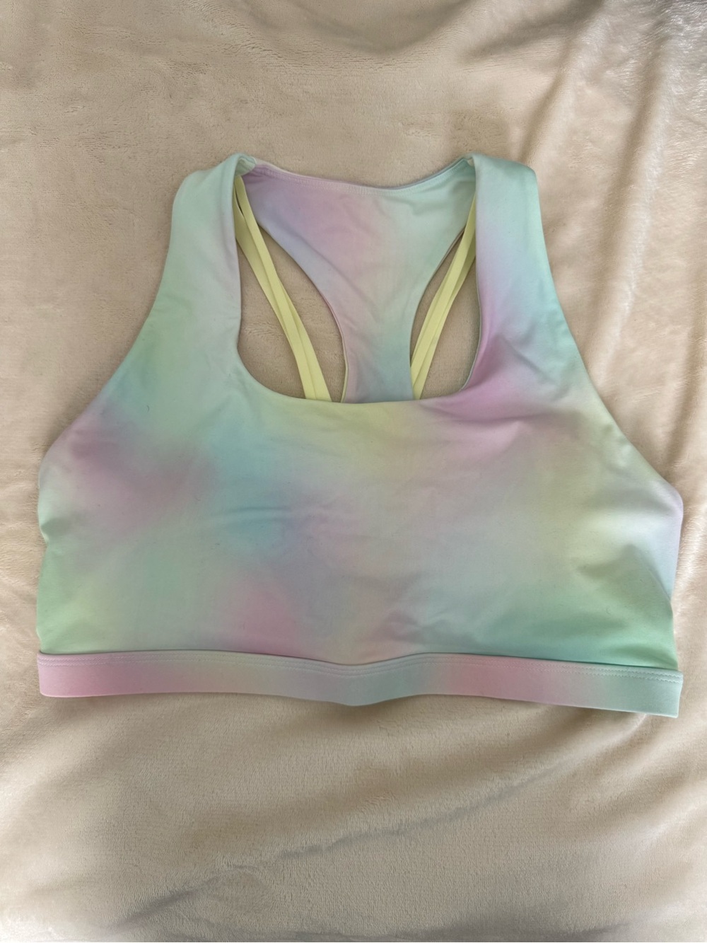 Fabletics Pastel Tie-Dye Racerback Sports Bra L